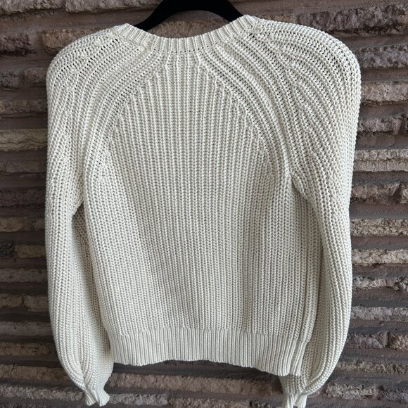 Banana Republic Cream Ivory Beige Chunky Knit Cropped Crewneck Sweater Size XS - Picture 4 of 8
